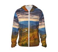 LHBWCVN Veste légère UPF 50+ avec fermeture éclair intégrale - Protection solaire - Pour homme et femme - Manches longues - Chemises de soleil montagnes, noir, Large