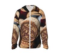 LHBWCVN Veste légère UPF 50+ avec fermeture éclair intégrale - Protection solaire - Pour homme et femme - Manches longues - Vintage - Bouteille de vin, noir, Small