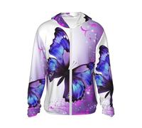 LHBWCVN Veste légère UPF 50+ avec fermeture éclair intégrale - Protection solaire - Pour homme et femme - Manches longues - Motif floral et papillon, noir, Medium