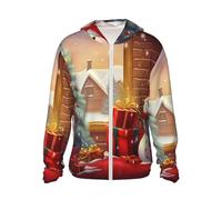 LHBWCVN Veste légère UPF 50+ avec fermeture éclair intégrale - Protection solaire - Pour homme et femme - Manches longues - Chemises de soleil « Merry Christmas Day », noir, 3X-Large