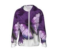 LHBWCVN Veste légère UPF 50+ avec fermeture éclair intégrale - Protection solaire - Pour homme et femme - Manches longues - Beau papillon, Noir/blanc, L