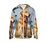 LHBWCVN Veste légère UPF 50+ avec fermeture éclair intégrale - Protection solaire - Pour homme et femme - Manches longues - Golden Retriever, noir, XX-Large
