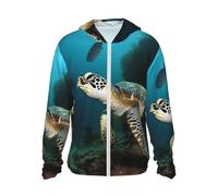 LHBWCVN Veste légère UPF 50+ avec fermeture éclair intégrale - Protection solaire - Pour homme et femme - Manches longues - Tortue de mer, noir, Small