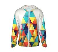 LHBWCVN Veste légère UPF 50+ avec fermeture éclair intégrale - Protection solaire - Pour homme et femme - Manches longues - Triangle coloré, noir, Small