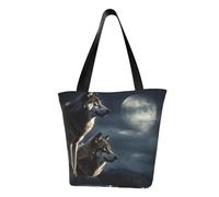 LHBWCVN Wolves in the moonlight Sac fourre-tout pour femme avec poignée sur le dessus, grand sac besace décontracté, sac à main esthétique, sac de courses, sac d'épicerie, sac de travail, sac de