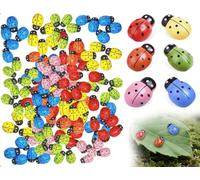 Lhbwhiz 100 Décorations Coccinelles, Mini-Coccinelles Autocollantes en Bois, Idéales pour Les Loisirs Créatifs, Les Fêtes et Le Scrapbooking