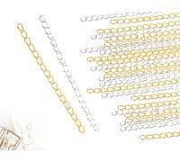 Lhbwhiz 200 pièces d'extension de chaîne, chaîne d'extension de bracelet de cheville, fermeture de la chaîne d'extension,extension de collier (or et argent,70 mm), Cuir