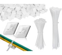 Lhbwhiz 200 pièces jeu de serre-câbles,support de base auto-adhésif,fixation de câble base adhésive,support de serre-câble,support de câble,base de fixation serre-câbles((blanc)