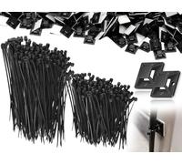 Lhbwhiz 200 pièces jeu de serre-câbles,support de base auto-adhésif,fixation de câble base adhésive,support de serre-câble,support de câble,tampons adhésifs support,base de fixation serre-câbles(noir)