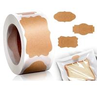 Lhbwhiz 250 Pièces Autocollants pour Étiquetage,Étiquettes Kraft Vides Autocollantes,Étiquettes Adhésives Irrégulières,Autocollants Cadeaux de Noël,Panneaux,Étiquetage