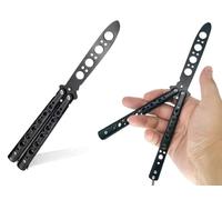 Lhbwhiz Couteau papillon pour la pratique, entraîneur de papillons avec couteau d'entraînement à lame non aiguisée, lame non tranchante pour débutants (noir)