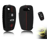 Lhbwhiz Étui pour e Voiture,Housse de Protection en Silicone,Étui pour Clé à 3 Boutons,Étui pour Clé Pliable,Compatible avec Audi A1 A3 A4 A6 S3 S4 S6 Q3 Q5 Q7 TT RS4 RS6 R8 8P 8E B7 4F C6(Noir)