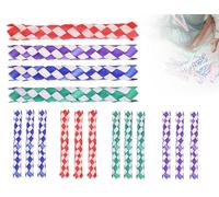 Lhbwhiz Lot de 12 pièges à Doigts Chinois, Jouets Classiques en Feuilles de Palmier Naturelles, Cadeaux de fête d'anniversaire Cool (Bleu, Violet, Vert et Rouge)