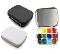 Lhbwhiz Lot de 2 boîtes de Peinture pour Palette d'aquarelle Vide, boîte à Palette hermétique à 12 cavités, Palette d'aquarelle Portable de Voyage Vide, boîte en métal pour Palette d'aquarelle DIY