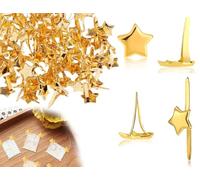 Lhbwhiz Lot de 200 Clips à Motifs,Clips de Sac à Motifs en Métal,Petites Pinces à Lettres Étoiles,Attaches parisiennes en Forme de Pentagramme,pour la Fixation de Papier de Scrapbooking(Or)