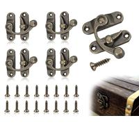 Lhbwhiz Lot de 4 fermoirs antiques, loquets pivotants en bronze avec 16 vis, crochets de verrouillage droit vintage, crochets de loquet, loquet rétro, loquet antique, pour décoration de boîte à bijoux