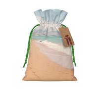 LHBZXMKJ Sacs cadeaux de Noël avec cordon de serrage imprimé vue de deux plages pour fête de Noël