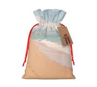 LHBZXMKJ Sacs cadeaux de Noël avec cordon de serrage imprimé vue de deux plages pour fête de Noël