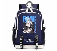 LHBZYEC Re:Life in a different world from zero Cosplay Rem Ram Anime Cartoon Sac à dos Bleu Cartable pour fans de manga, Bleu 2, taille unique