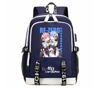 LHBZYEC Re:Life in a different world from zero Cosplay Rem Ram Anime Cartoon Sac à dos Bleu Cartable pour fans de manga, Bleu 1, taille unique