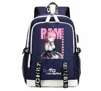 LHBZYEC Re:Life in a different world from zero Cosplay Rem Ram Anime Cartoon Sac à dos Bleu Cartable pour fans de manga, Bleu 3, taille unique