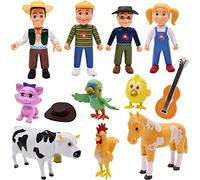 LHCUPGE Figurines d'Animaux de Ferme, Figurines d'Animaux Réalistes ,10 Pièces Ensemble de Modèles de Personnages de Simulation Ferme Miniature Figures,pour Enfants Adultes Adultes