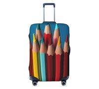 LHCVSFGW Housse de bagage de voyage avec crayons de couleur vive - Protection élastique lavable - Anti-rayures - Pour bagages de 45,7 à 81,3 cm, Noir , S