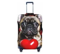 LHCVSFGW Housse de bagage de voyage avec motif bouledogue français tenant une valise, élastique, lavable, anti-rayures, housse épaisse pour bagages de 45,7 à 81,3 cm, Noir , XL