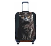 LHCVSFGW Housse de bagage de voyage avec motif chat sur table - Élastique et lavable - Anti-rayures - Protection épaisse pour bagages de 45,7 à 81,3 cm, Noir , XL