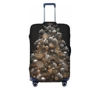 LHCVSFGW Housse de bagage de voyage avec motif sapin de Noël argenté, élastique, lavable, anti-rayures, protection épaisse pour bagages de 45,7 à 81,3 cm, Noir , M