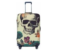LHCVSFGW Housse de bagage de voyage avec motif tête de mort et fleur, élastique, lavable, anti-rayures, protection épaisse pour bagages de 45,7 à 81,3 cm, Noir , M