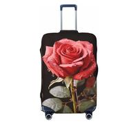 LHCVSFGW Housse de bagage de voyage avec roses rouges et amour - Housse de protection élastique lavable et anti-rayures pour bagages de 45,7 à 81,3 cm, Noir , L