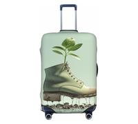 LHCVSFGW Housse de bagage de voyage, chaussures et bourgeons verts, protection élastique et lavable, anti-rayures, housse de valise épaisse pour bagages de 45,7 à 81,3 cm, Noir , XL