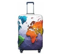 LHCVSFGW Housse de bagage de voyage colorée avec carte du monde - Protection élastique et lavable - Anti-rayures - Pour bagages de 45,7 à 81,3 cm, Noir , M