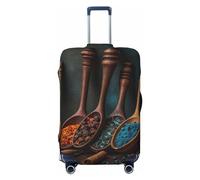 LHCVSFGW Housse de bagage de voyage, épices sur cuillère en bois, protection élastique, lavable, anti-rayures, housse de valise épaisse pour bagages de 45,7 à 81,3 cm, Noir , S
