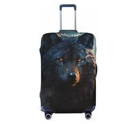 LHCVSFGW Housse de bagage de voyage fantaisie loup protection élastique lavable pour bagages anti-rayures housse de bagage épaisse pour bagages de 45,7 à 81,3 cm, Noir , M