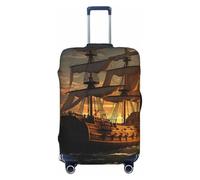 LHCVSFGW Housse de bagage de voyage fantaisie pirate bateau protecteur élastique lavable housse de bagage anti-rayures housse de bagage épaisse protection pour bagages de 45,7 à 81,3 cm, Noir , L