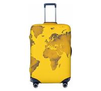 LHCVSFGW Housse de bagage de voyage jaune avec carte du monde - Protection élastique et lavable - Anti-rayures - Pour bagages de 45,7 à 81,3 cm, Noir , M
