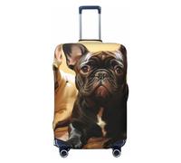 LHCVSFGW Housse de bagage de voyage - Motif bouledogue français - Élastique - Lavable - Anti-rayures - Protection épaisse pour bagages de 45,7 à 81,3 cm, Noir , M