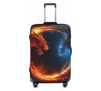 LHCVSFGW Housse de bagage de voyage motif dragons du feu et de glace - Housse de protection élastique lavable et anti-rayures pour bagages de 45,7 à 81,3 cm, Noir , XL