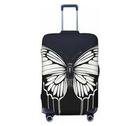 LHCVSFGW Housse de bagage de voyage - Motif papillon noir et blanc - Élastique - Lavable - Anti-rayures - Pour bagages de 45,7 à 81,3 cm, Noir , M