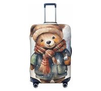 LHCVSFGW Housse de bagage de voyage ours avec écharpe, protection élastique et lavable, anti-rayures, housse épaisse pour bagages de 45,7 à 81,3 cm, Noir , S