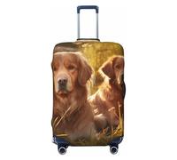 LHCVSFGW Housse de bagage de voyage pour deux valises Golden Retrievers - Élastique et lavable - Anti-rayures - Protection épaisse pour bagages de 45,7 à 81,3 cm, Noir , S