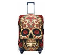 LHCVSFGW Housse de bagage de voyage rouge rose sucre crâne protecteur élastique lavable housse de bagage anti-rayures housse de bagage épaisse protection de bagage pour bagages de 45,7 à 81,3 cm, Noir