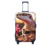 LHCVSFGW Housse de protection pour bagage de voyage, motif lézard blanc, élastique, lavable, anti-rayures, protection épaisse pour bagages de 45,7 à 81,3 cm, Noir , L