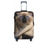 LHCVSFGW Housse de protection pour bagages de voyage, motif chat sur couverture, élastique, lavable, anti-rayures, protection de bagage épaisse pour bagages de 45,7 à 81,3 cm, Noir , L