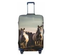 LHCVSFGW Housse de protection pour bagages de voyage, motif cheval sur montagne, élastique, lavable, anti-rayures, protection épaisse pour bagages de 45,7 à 81,3 cm, Noir , S