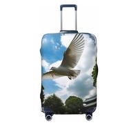 LHCVSFGW Housse de protection pour bagages de voyage - Motif colombes blanches - Élastique et lavable - Anti-rayures - Pour bagages de 45,7 à 81,3 cm, Noir , M
