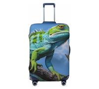 LHCVSFGW Housse de protection pour bagages de voyage motif lézard vert, élastique, lavable, anti-rayures, protection épaisse pour bagages de 45,7 à 81,3 cm, Noir , S