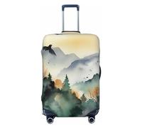 LHCVSFGW Housse de protection pour bagages de voyage motif oiseaux de montagne, aquarelle, élastique, lavable, anti-rayures, housse épaisse pour bagages de 45,7 à 81,3 cm, Noir , XL